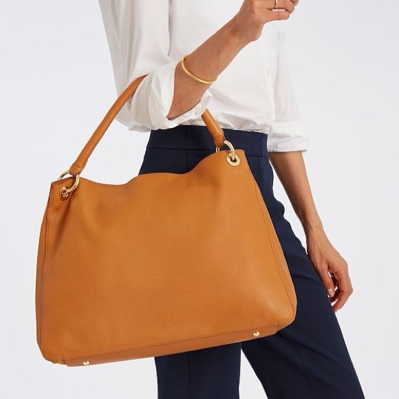 NEW! No Monogram Mark & Graham Build Your Bag Hobo Bag Large Leather and Linen - Picture 2 of 9